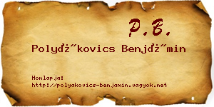 Polyákovics Benjámin névjegykártya